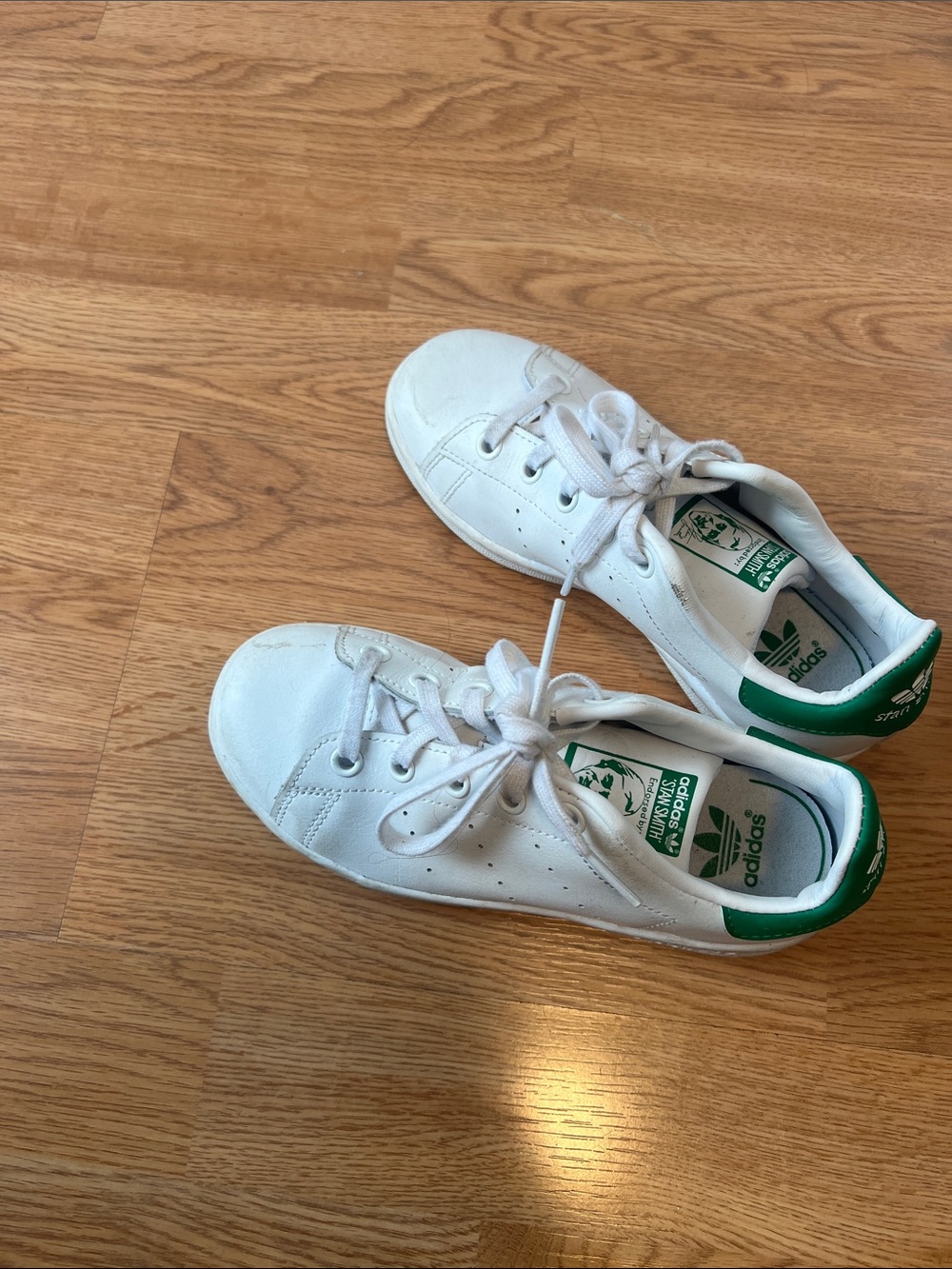adidas Kids White Sneakers with Green Heel Accents